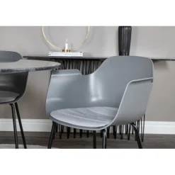 Estelle Rundt Spisebordssæt - Sort, Messing Grå