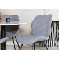 Estelle Rundt Spisebordssæt - Sort Grå og Hvid