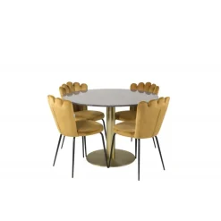 Estelle Rundt Spisebordssæt - Sort og Messing