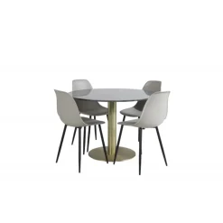 Estelle Rundt Spisebordssæt - Sort, Messing Grå