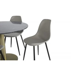 Estelle Rundt Spisebordssæt - Sort, Messing Grå