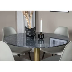 Estelle Rundt Spisebordssæt - Sort, Messing Grå