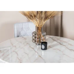 Estelle Rundt Spisebordssæt - Sort, Lysegrå og Hvid