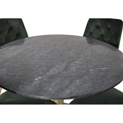 Estelle Rundt Spisebordssæt - Sort, Messing og Grøn