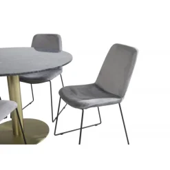 Estelle Rundt Spisebordssæt - Sort, Messing Grå