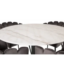 Estelle Rundt Spisebordssæt - Sort Grå og Hvid