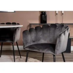 Estelle Rundt Spisebordssæt - Sort Grå og Hvid