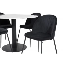 Estelle Rundt Spisebordssæt - Sort og Hvid