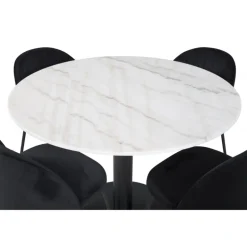 Estelle Rundt Spisebordssæt - Sort og Hvid