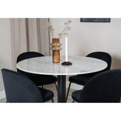 Estelle Rundt Spisebordssæt - Sort og Hvid