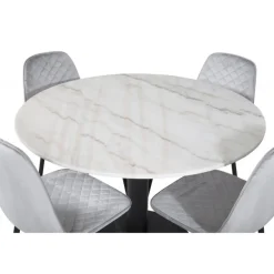 Estelle Rundt Spisebordssæt - Sort Grå og Hvid