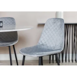 Estelle Rundt Spisebordssæt - Sort Grå og Hvid