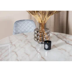 Estelle Rundt Spisebordssæt - Sort Grå og Hvid