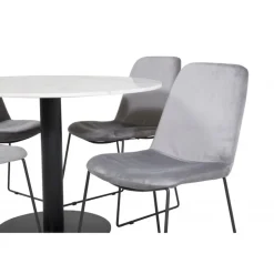 Estelle Rundt Spisebordssæt - Sort Grå og Hvid