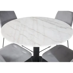 Estelle Rundt Spisebordssæt - Sort Grå og Hvid