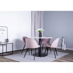 Estelle Rundt Spisebordssæt - Sort, Pink og Hvid