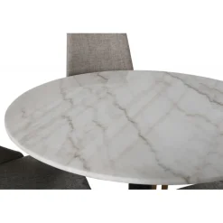 Estelle Rundt Spisebordssæt - Sort, Grå, Natur og Hvid