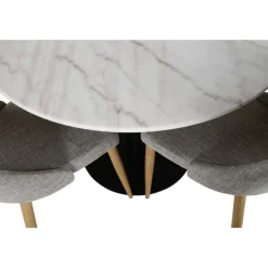 Estelle Rundt Spisebordssæt - Sort, Grå, Natur og Hvid