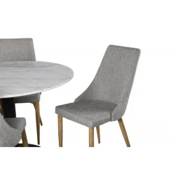 Estelle Rundt Spisebordssæt - Sort, Grå, Natur og Hvid