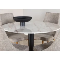 Estelle Rundt Spisebordssæt - Sort, Grå, Natur og Hvid