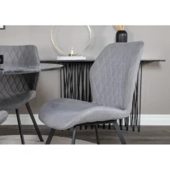 Estelle Rundt Spisebordssæt - Sort, Messing Grå