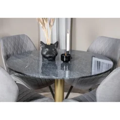 Estelle Rundt Spisebordssæt - Sort, Messing Grå