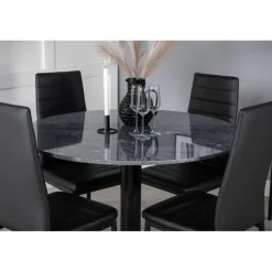 Estelle Rundt Spisebordssæt - Sort