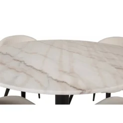 Estelle Rundt Spisebordssæt - Beige, Sort og Hvid