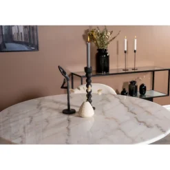 Estelle Rundt Spisebordssæt - Beige, Sort og Hvid