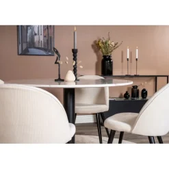 Estelle Rundt Spisebordssæt - Beige, Sort og Hvid