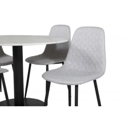 Estelle Rundt Spisebordssæt - Sort Grå og Hvid