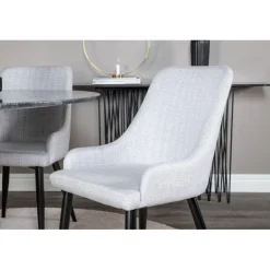 Estelle Rundt Spisebordssæt - Sort, Messing og Lysegrå