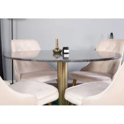 Estelle Rundt Spisebordssæt - Beige, Sort og Messing