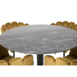 Estelle Rundt Spisebordssæt - Sort og Messing