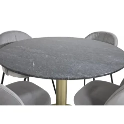 Estelle Rundt Spisebordssæt - Sort, Messing Grå