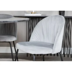 Estelle Rundt Spisebordssæt - Sort, Messing Grå