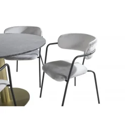 Estelle Rundt Spisebordssæt - Sort, Messing Grå