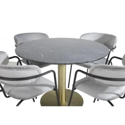 Estelle Rundt Spisebordssæt - Sort, Messing Grå