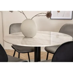 Estelle Rundt Spisebordssæt - Sort, Lysegrå og Hvid