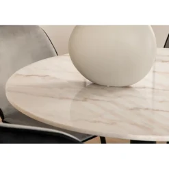 Estelle Rundt Spisebordssæt - Sort, Lysegrå og Hvid