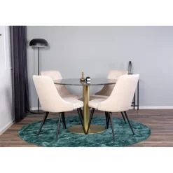 Estelle Rundt Spisebordssæt - Beige, Sort og Messing