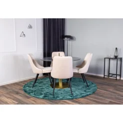 Estelle Rundt Spisebordssæt - Beige, Sort og Messing