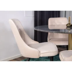 Estelle Rundt Spisebordssæt - Beige, Sort og Messing