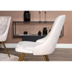 Estelle Rundt Spisebordssæt - Beige, Sort, Messing og Hvid