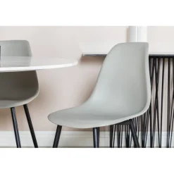 Estelle Rundt Spisebordssæt - Sort Grå og Hvid