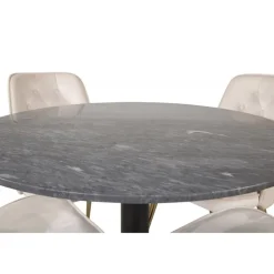 Estelle Rundt Spisebordssæt - Beige, Sort og Messing