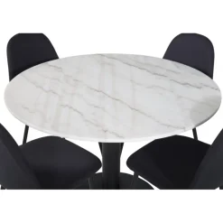 Estelle Rundt Spisebordssæt - Sort og Hvid