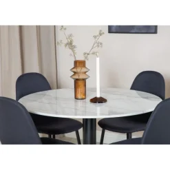 Estelle Rundt Spisebordssæt - Sort og Hvid