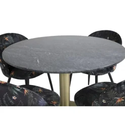 Estelle Rundt Spisebordssæt - Sort og Messing