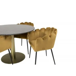 Estelle Rundt Spisebordssæt - Sort og Messing